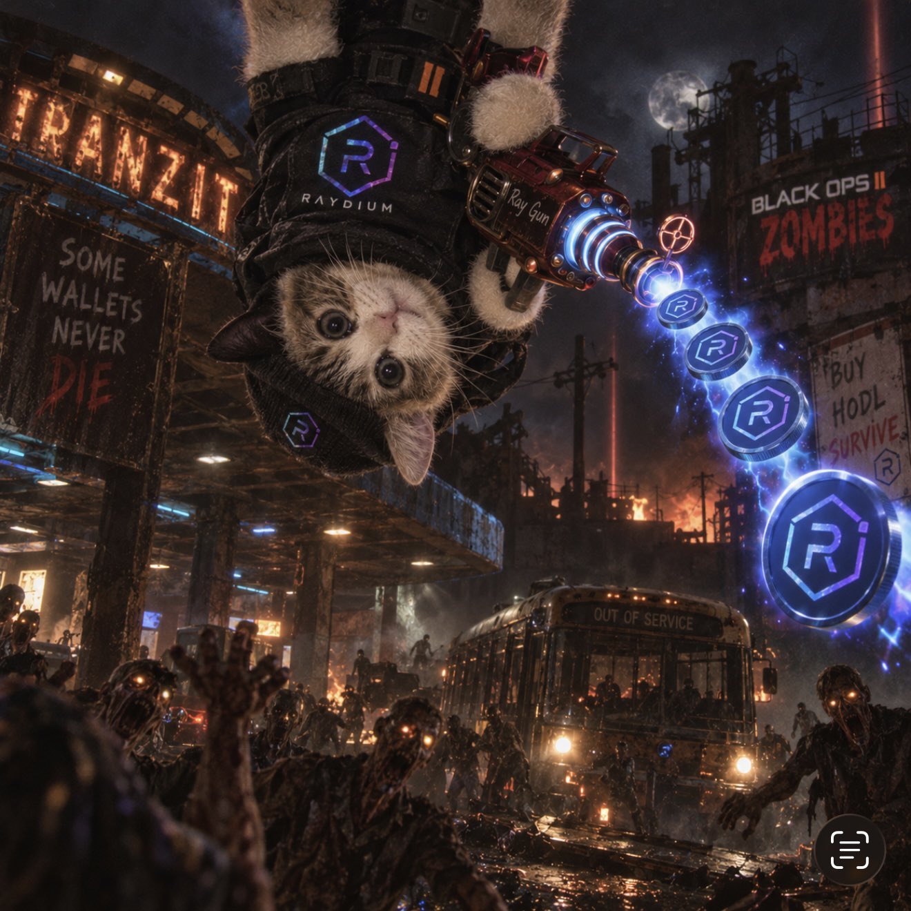 Upside Down Cat in a Raydium zombie-game scene